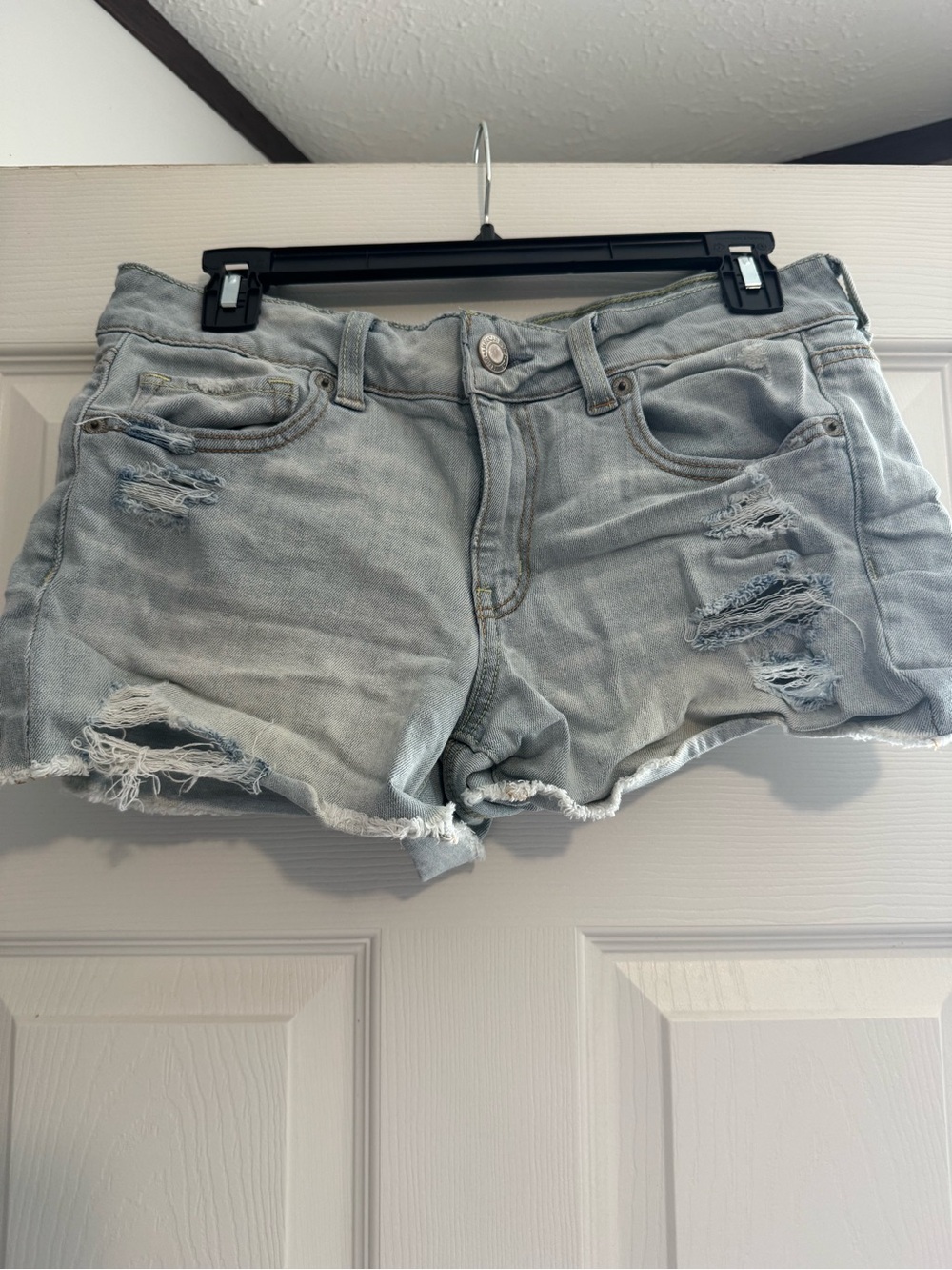 American Eagle Outfitters Light Blue Distressed Denim Shorts